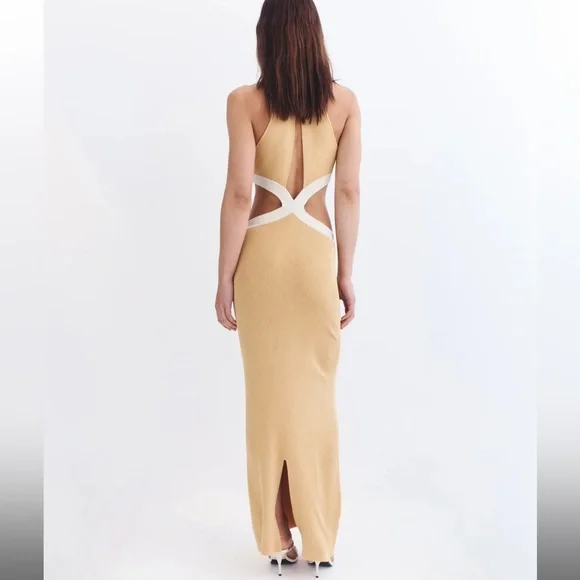 Auteur studio BRIDGET DRESS - CAMEL/CREAM size large - Picture 3 of 5